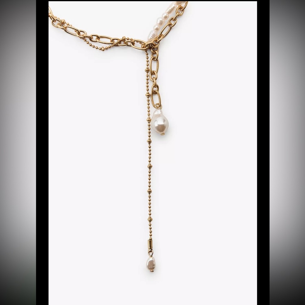 Zara pack of pearl chains multi strand necklaces - Picture 4 of 8